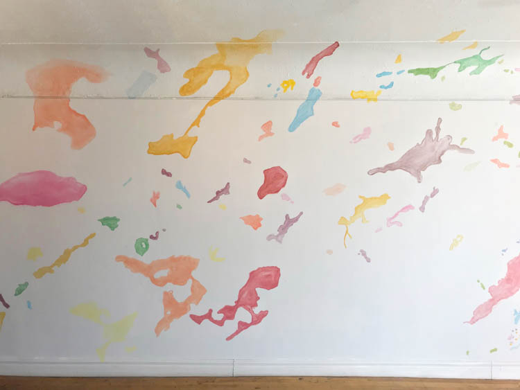 pink orange bright green turqoise are some of the colours laliberte selected for her interpration of the 300 lakes indexed in the greater sudbury